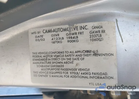 2002 Chevrolet Tracker Hard Top Lt z USA, uszkodzony, nr VIN 2CNBJ634126938635